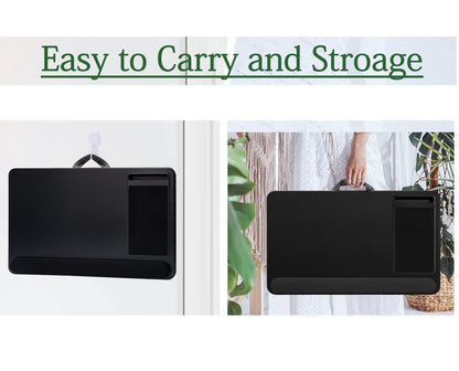 Portable Laptop Desk with Device Ledge, Mouse Pad and Phone Holder for Home Office (Black, 43cm) Tristar Online