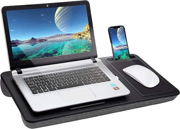Portable Laptop Desk with Device Ledge, Mouse Pad and Phone Holder for Home Office (Black, 40cm) Tristar Online