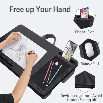 Portable Laptop Desk with Device Ledge, Mouse Pad and Phone Holder for Home Office (Black, 40cm) Tristar Online