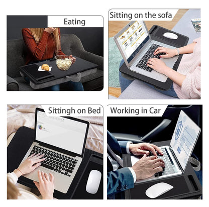 Portable Laptop Desk with Device Ledge, Mouse Pad and Phone Holder for Home Office (Black, 40cm) Tristar Online