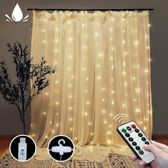 300 LEDs Window Curtain Fairy Lights 8 Modes and Remote Control for Bedroom (Warm White, 300 x 300cm) Tristar Online