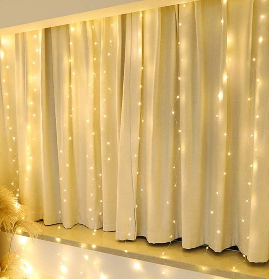 300 LEDs Window Curtain Fairy Lights 8 Modes and Remote Control for Bedroom (Warm White, 300 x 300cm) Tristar Online