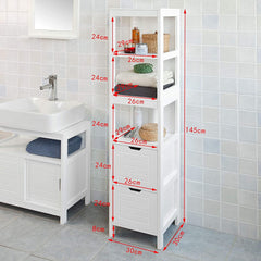 Freestanding Tall Cabinet with Standing Shelves and Drawers Tristar Online