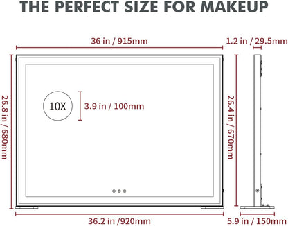 Large Hollywood Makeup Mirror 3 Modes Lighted and Smart Touch Control (92 x 68 cm) Tristar Online