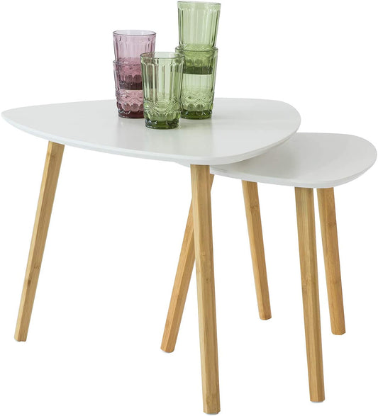 Set of 2 White Side Nesting Tables Tristar Online