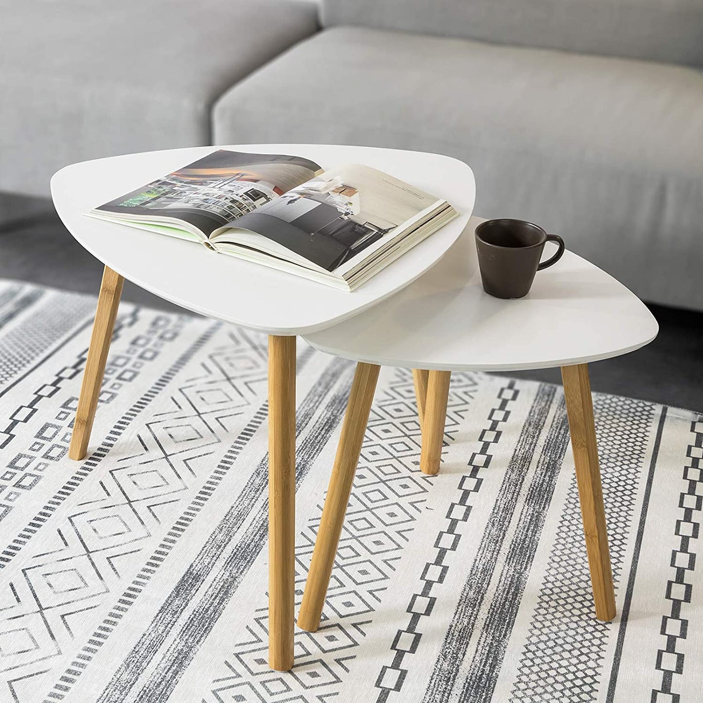 Set of 2 White Side Nesting Tables Tristar Online