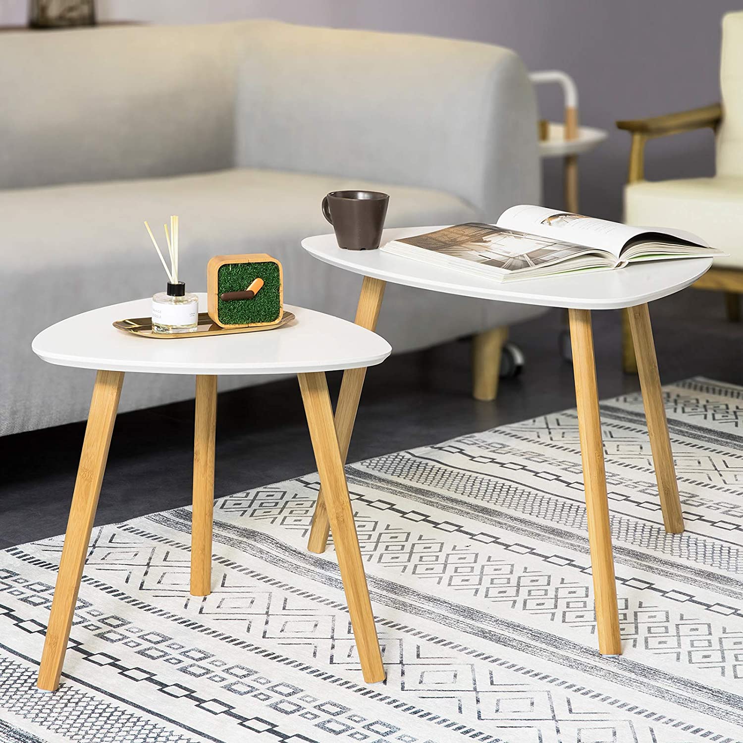 Set of 2 White Side Nesting Tables Tristar Online