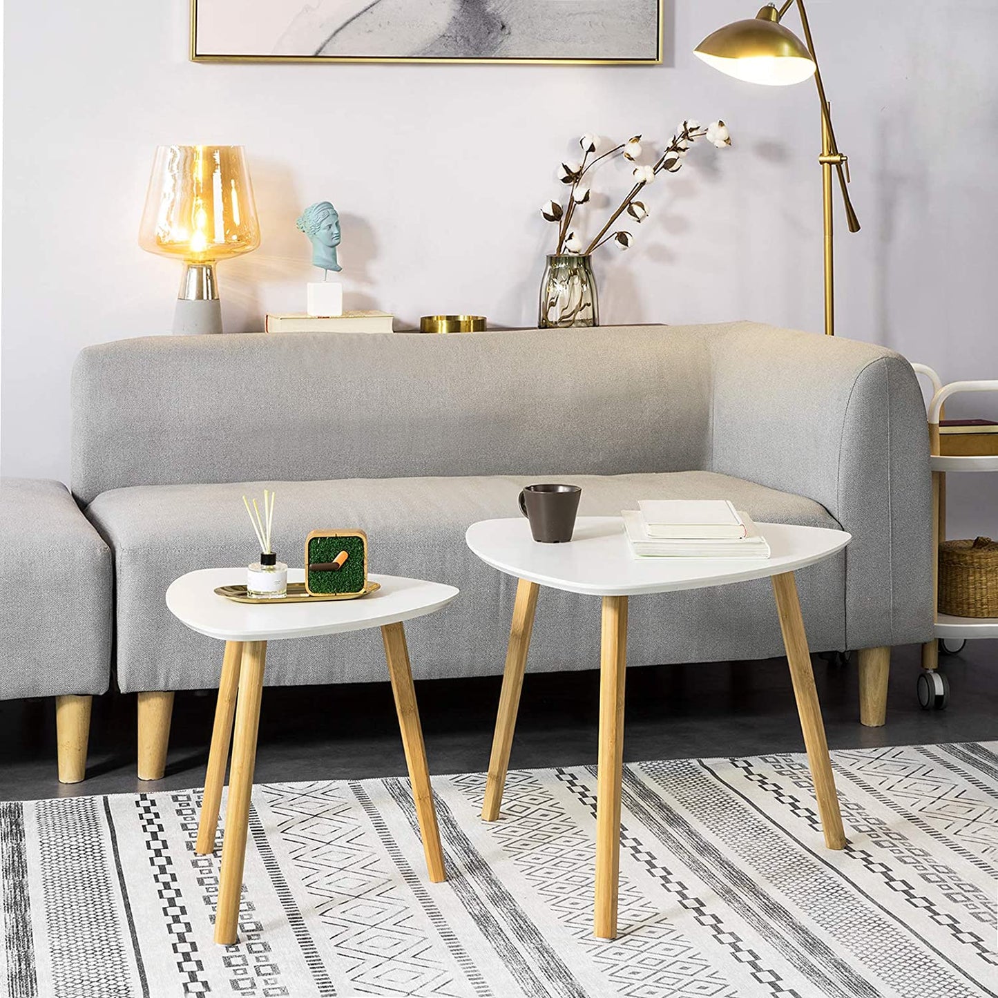 Set of 2 White Side Nesting Tables Tristar Online