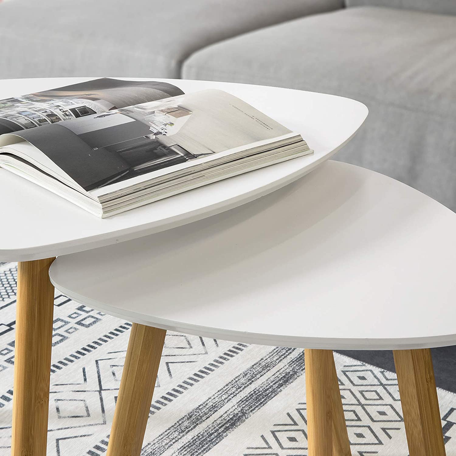 Set of 2 White Side Nesting Tables Tristar Online