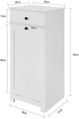 White Bathroom Cabinet with Laundry Basket and Drawer Tristar Online