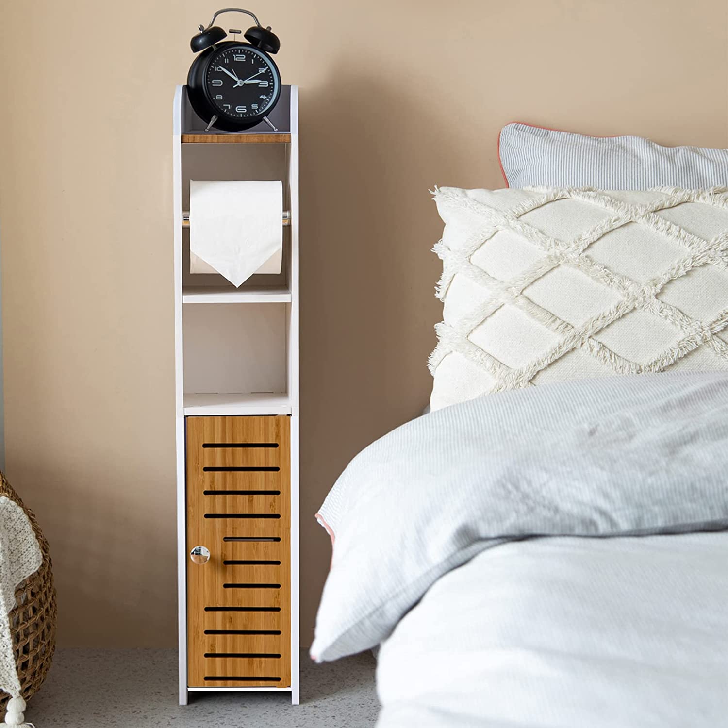 Toilet Paper Roll Holder for Bathroom with roller (Bamboo, 76cm) Tristar Online