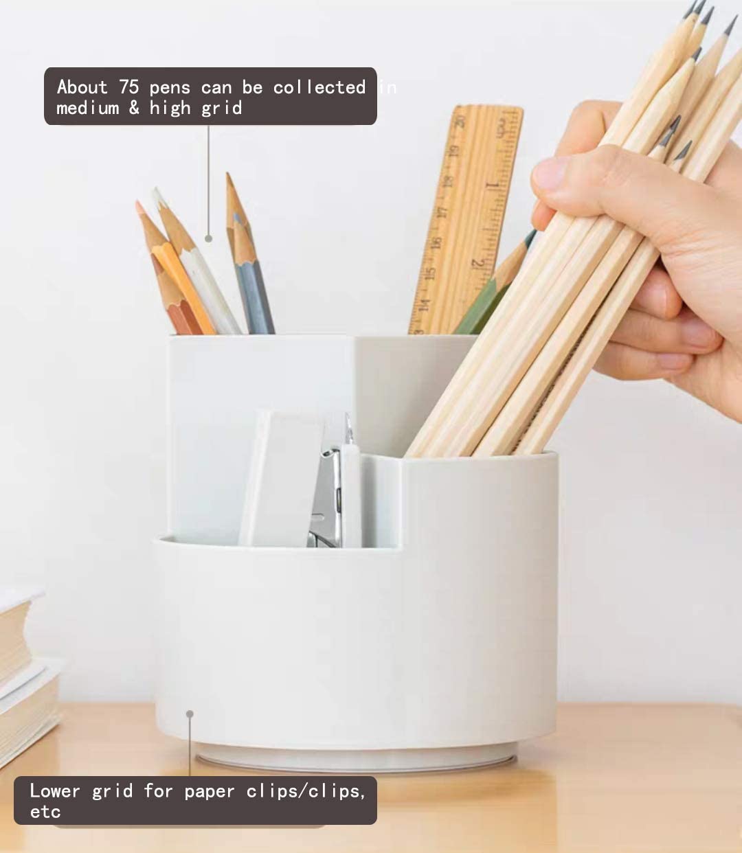 360 degree rotating multi-functional pen holder with 3 separate layer for office desk organiser (Pink) Tristar Online