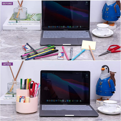 360 degree rotating multi-functional pen holder with 3 separate layer for office desk organiser (Pink) Tristar Online