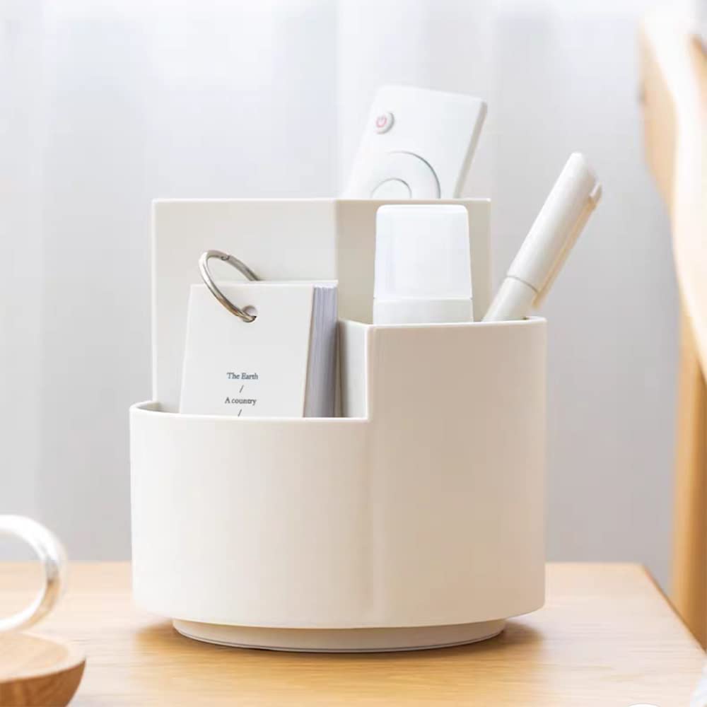 360 degree rotating multi-functional pen holder with 3 separate layer for office desk organiser (White) Tristar Online