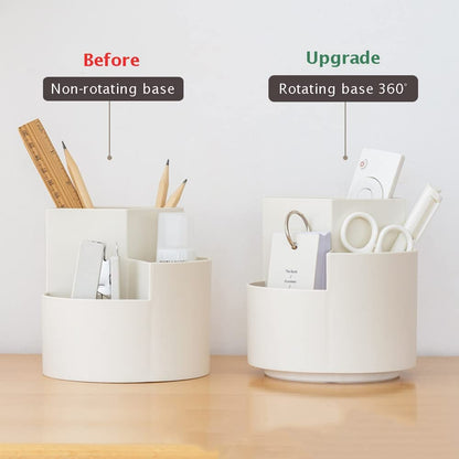 360 degree rotating multi-functional pen holder with 3 separate layer for office desk organiser (White) Tristar Online