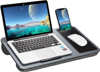 Portable Laptop Desk with Device Ledge, Mouse Pad and Phone Holder for Home Office (Silver, 40cm) Tristar Online