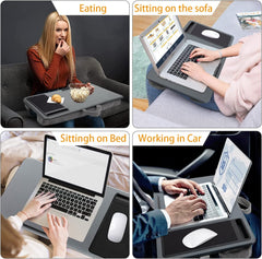 Portable Laptop Desk with Device Ledge, Mouse Pad and Phone Holder for Home Office (Silver, 40cm) Tristar Online