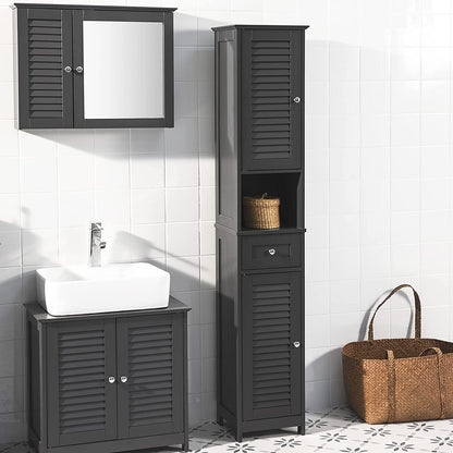 Freestanding Tall Bathroom Cabinet 170 x 32 x 30 cm (Black) Tristar Online