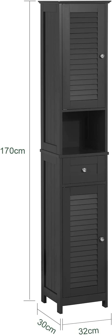 Freestanding Tall Bathroom Cabinet 170 x 32 x 30 cm (Black) Tristar Online