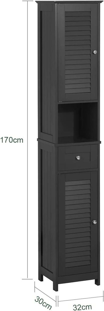 Freestanding Tall Bathroom Cabinet 170 x 32 x 30 cm (Black) Tristar Online