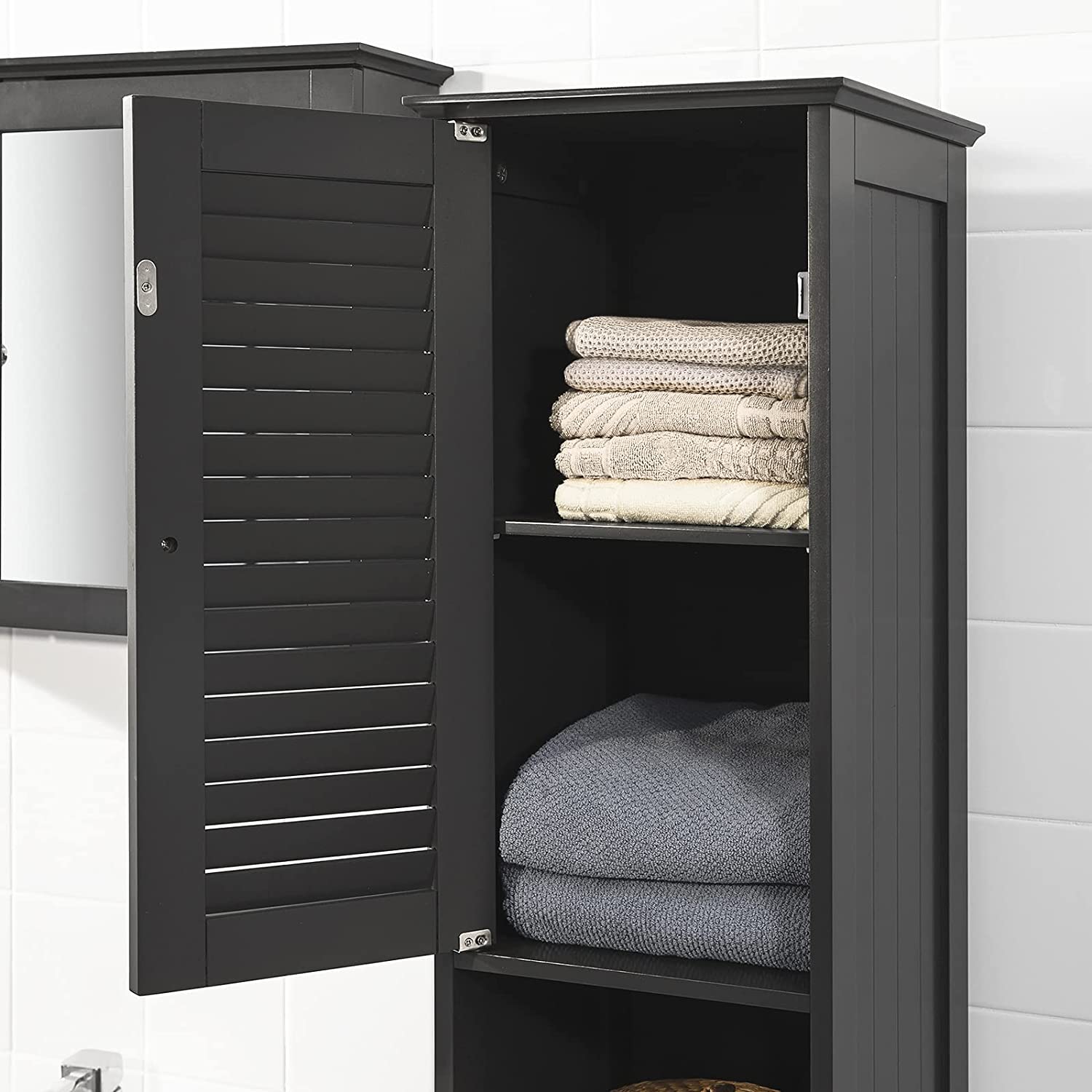 Freestanding Tall Bathroom Cabinet 170 x 32 x 30 cm (Black) Tristar Online