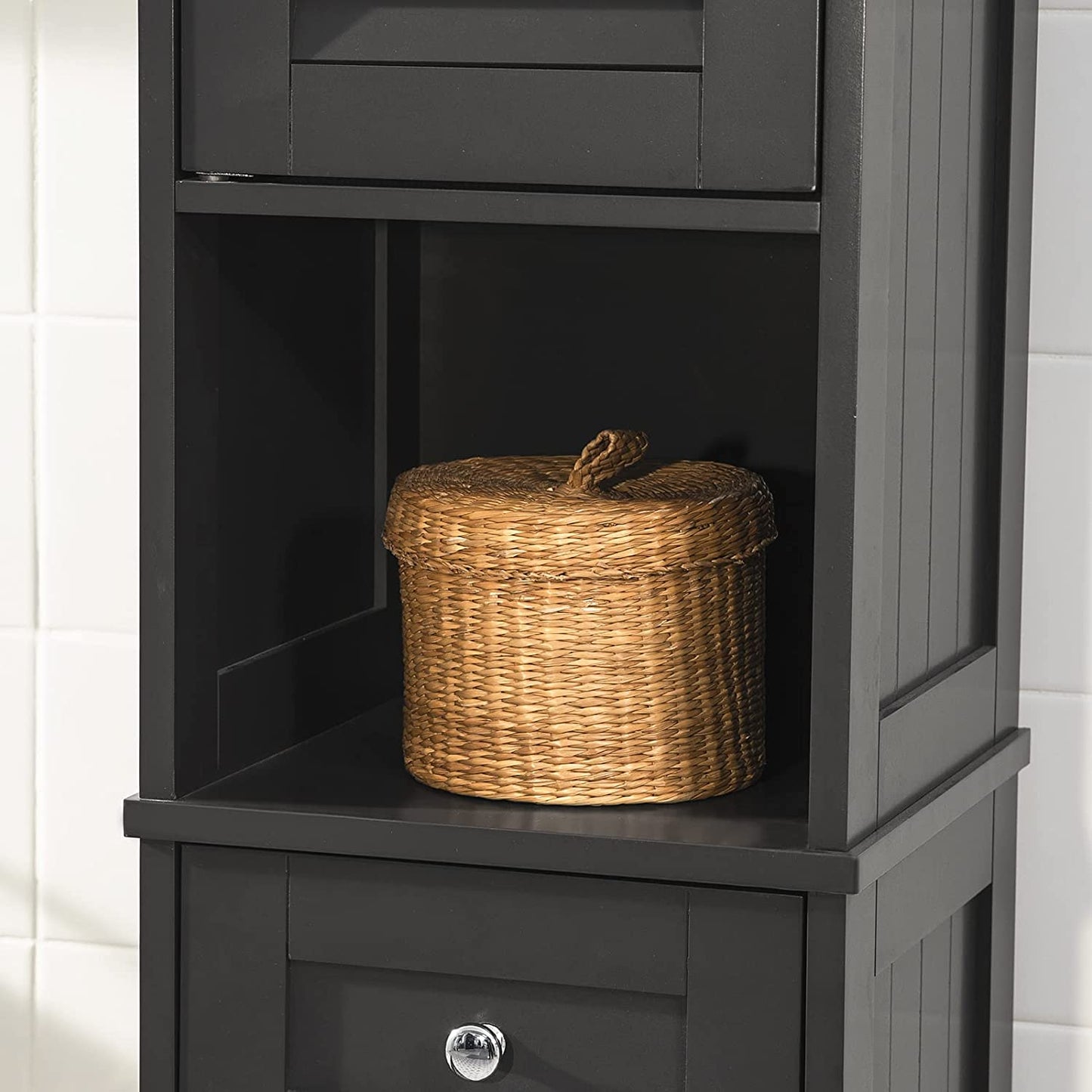 Freestanding Tall Bathroom Cabinet 170 x 32 x 30 cm (Black) Tristar Online