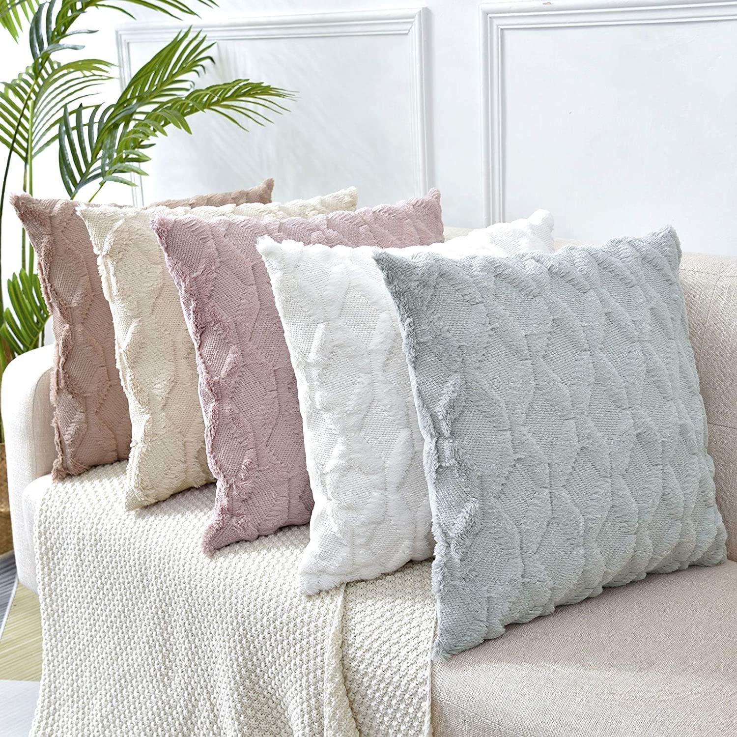 2 Pack Decorative Boho Throw Pillow Covers 45 x 45 cm (White) Tristar Online