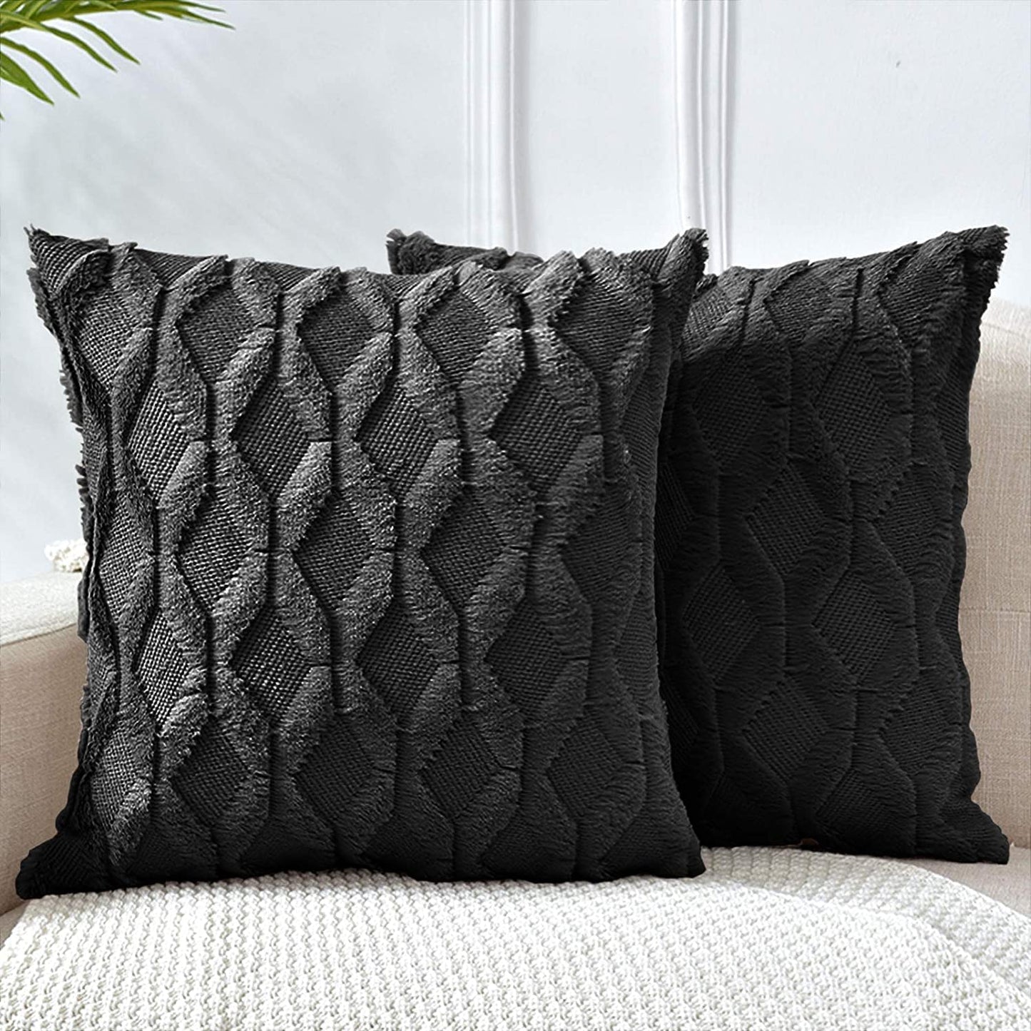 2 Pack Decorative Boho Throw Pillow Covers 45 x 45 cm (Black) Tristar Online