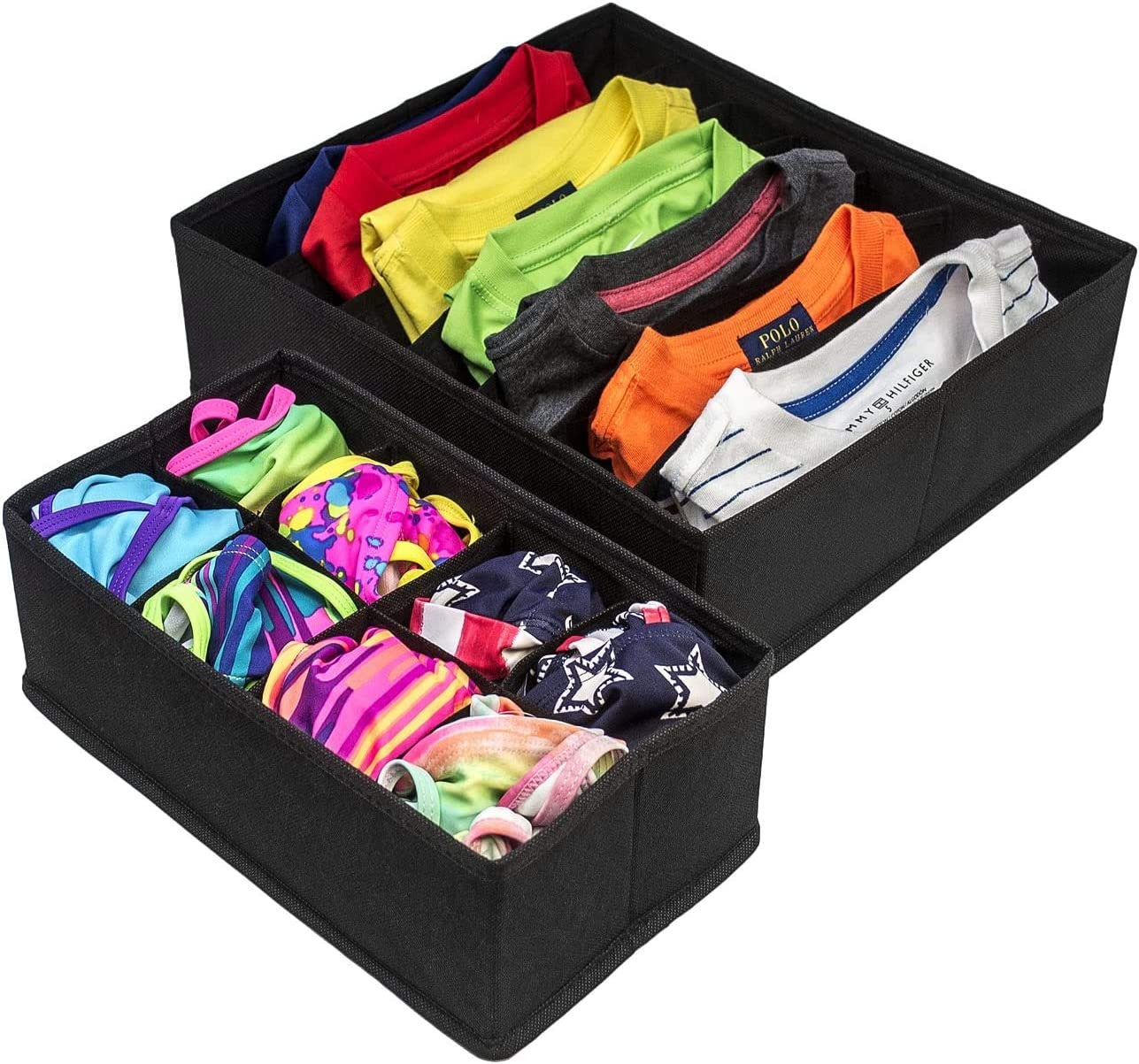 4 Pack Foldable Drawer Dividers Storage Boxes (Black) Tristar Online