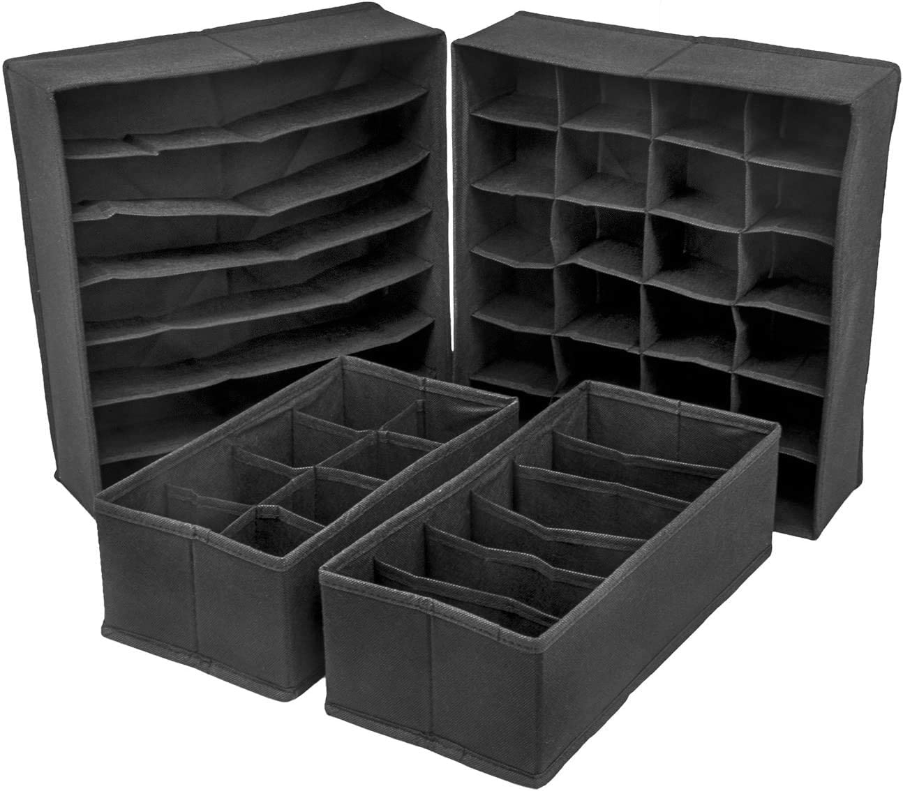 4 Pack Foldable Drawer Dividers Storage Boxes (Black) Tristar Online