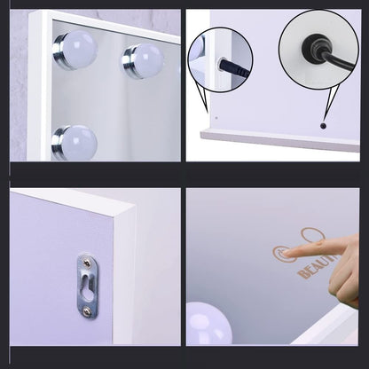 Hollywood Makeup Vanity Mirror with LED Lights and Detachable 10X Magnification Mirror (White, 62 x 51 cm) Tristar Online