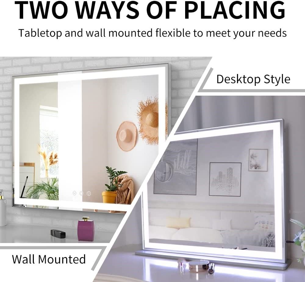 Hollywood LED Makeup Mirror with Smart Touch Control and 3 Colors Dimmable Light (72 x 56 cm) Tristar Online