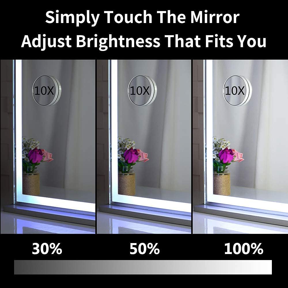 Hollywood LED Makeup Mirror with Smart Touch Control and 3 Colors Dimmable Light (72 x 56 cm) Tristar Online