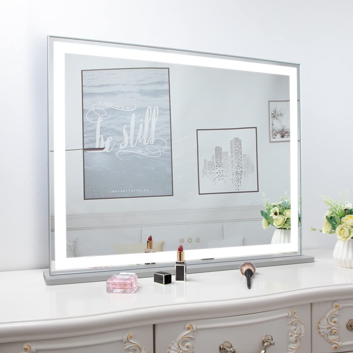 Hollywood LED Makeup Mirror with Smart Touch Control and 3 Colors Dimmable Light (72 x 56 cm) Tristar Online
