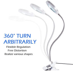 Lighting LED 8X Magnifying Lamp with Metal Clamp 360&deg; Flexible Gooseneck and USB Plug Design for Tattoo, Manicure and Reading Tristar Online