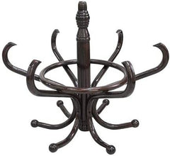 Brown Coat Rack with Stand Wooden Hat and 12 Hooks Hanger Walnut tree Tristar Online