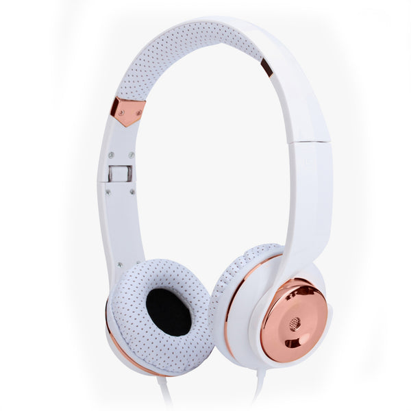White Rose Gold Holysmoke Motif On Ear Foldable Headphones Tristar Online
