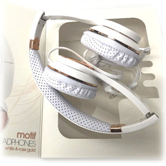 White Rose Gold Holysmoke Motif On Ear Foldable Headphones Tristar Online