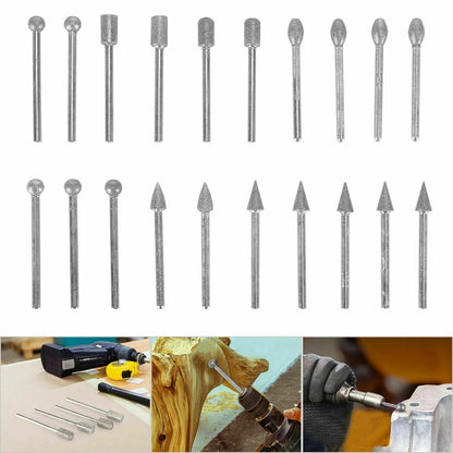 20pcs Diamond Grinding Heads Mini Drill Burrs Bit Set 3mm Shank for Rotary Tool Tristar Online
