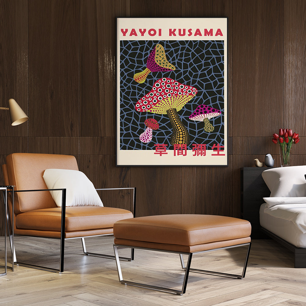 Mushroom By Yayoi Kusama Black Frame Canvas 60cmx90cm Tristar Online