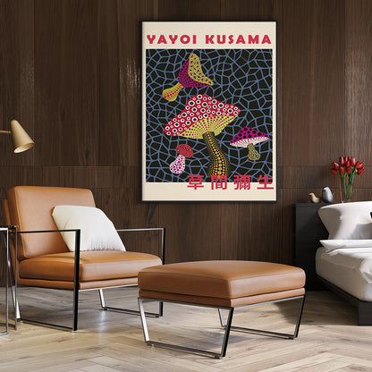 Mushroom By Yayoi Kusama Black Frame Canvas 60cmx90cm Tristar Online