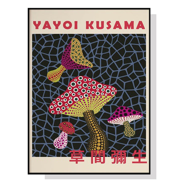 Mushroom By Yayoi Kusama Black Frame Canvas 70cmx100cm Tristar Online