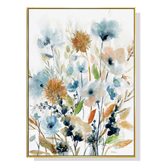 50cmx70cm Colourful Floras Watercolour style I Gold Frame Canvas Wall Art Tristar Online