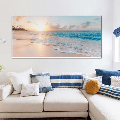 60cmx120cm Ocean and Beach White Frame Canvas Tristar Online