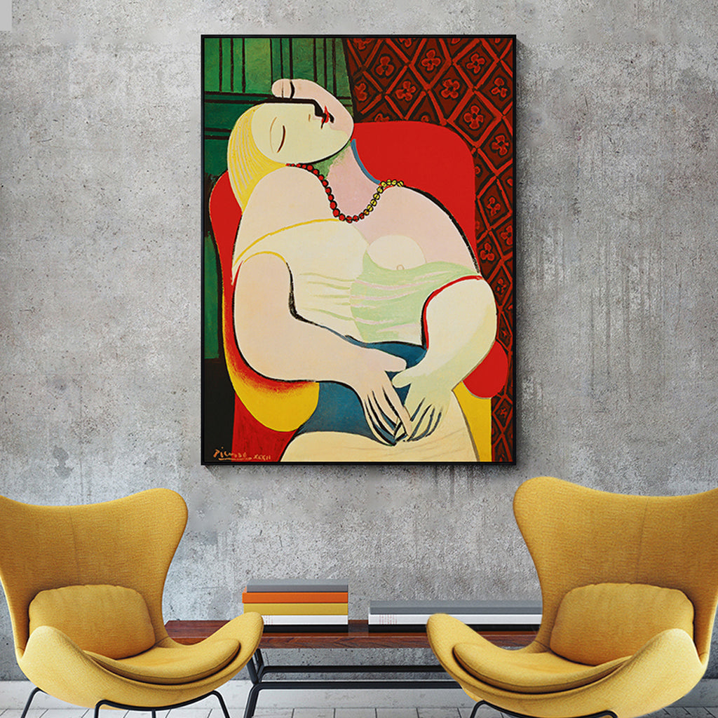 60cmx90cm The dream by Pablo Picasso Gold Frame Canvas Wall Art Tristar Online
