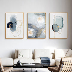 40cmx60cm Marbled Light Grey 3 Sets Gold Frame Canvas Wall Art Tristar Online