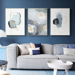 50cmx70cm Marbled Light Grey 3 Sets Gold Frame Canvas Wall Art Tristar Online