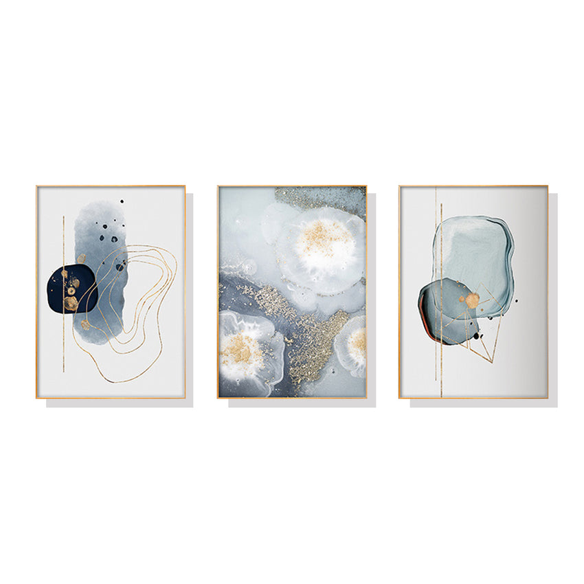 60cmx90cm Marbled Light Grey 3 Sets Gold Frame Canvas Wall Art Tristar Online