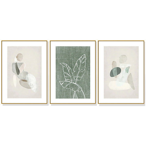 40cmx60cm Abstract body and leaves 3 Sets Gold Frame Canvas Wall Art Tristar Online