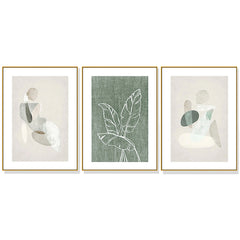 40cmx60cm Abstract body and leaves 3 Sets Gold Frame Canvas Wall Art Tristar Online